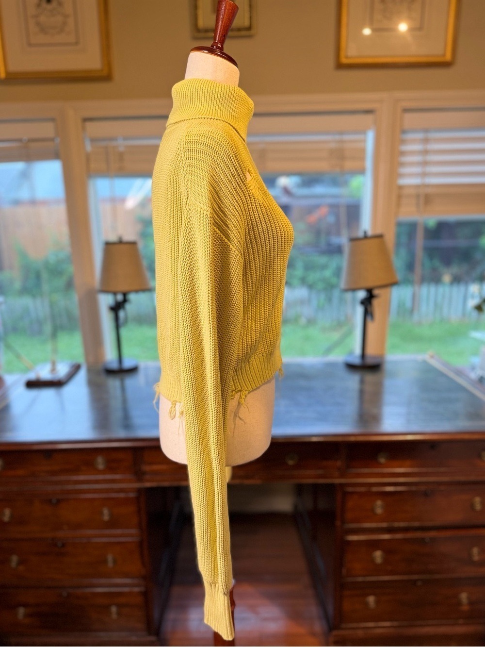 Lovers + Friends Distressed Cropped Turtleneck Sweater | Size Small - Picture 3 of 8